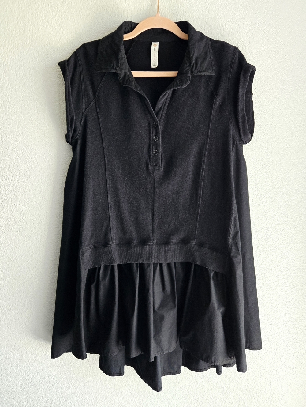 Anthropologie Daily Practice Women’s Button Collared Rolled Sleeve Mini Black XS